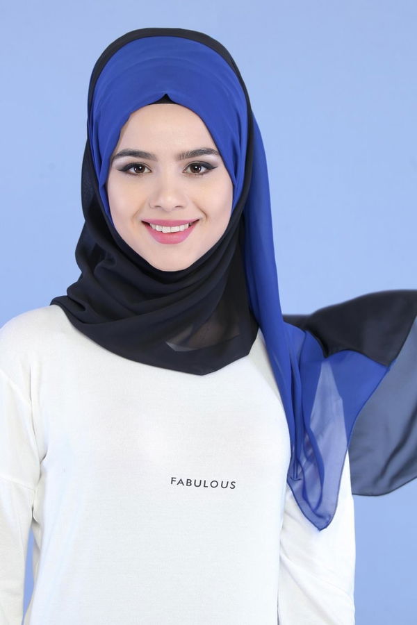 Şifon Şal Saks - 02 7109 Mavi - 7109