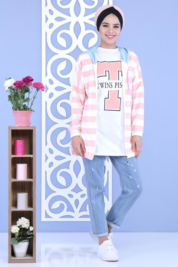 Hırka Tunik Pudra - 02 5123 Pembe - 5123