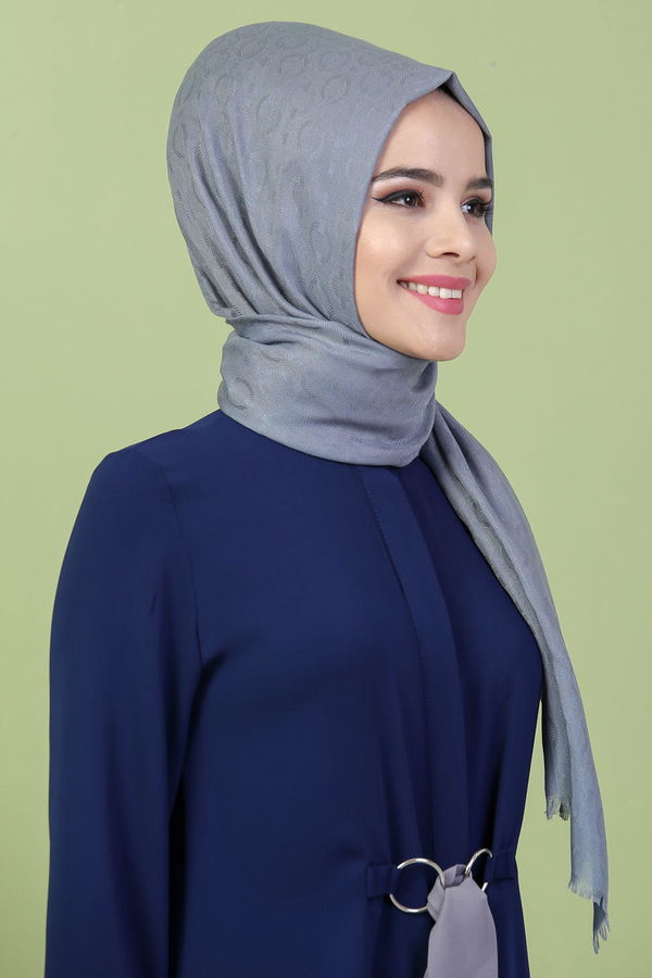 Keten Şal Siyah Gri - 7144
