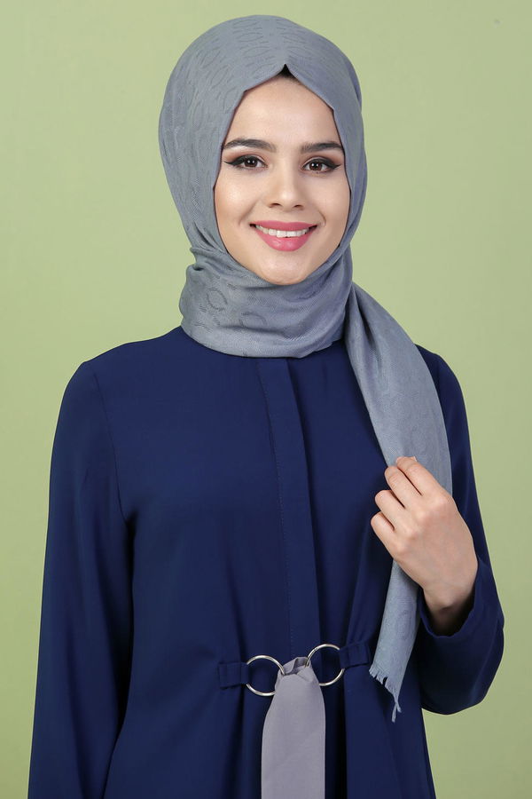 Keten Şal Siyah Gri - 7144