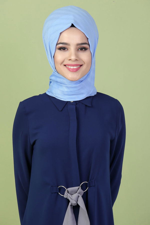 Keten Şal Zümrüt  Mavi - 7148