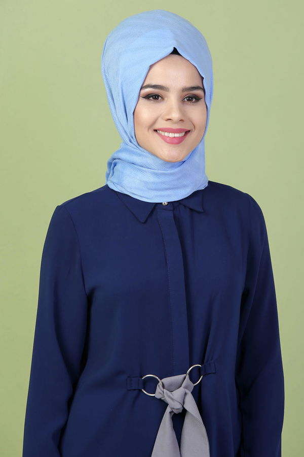Keten Şal Zümrüt  Mavi - 7148