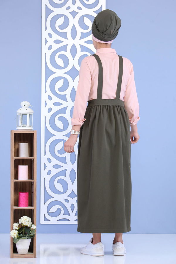 Bisiklet Baskılı Salopet Haki - 02 7155 Haki - 7155