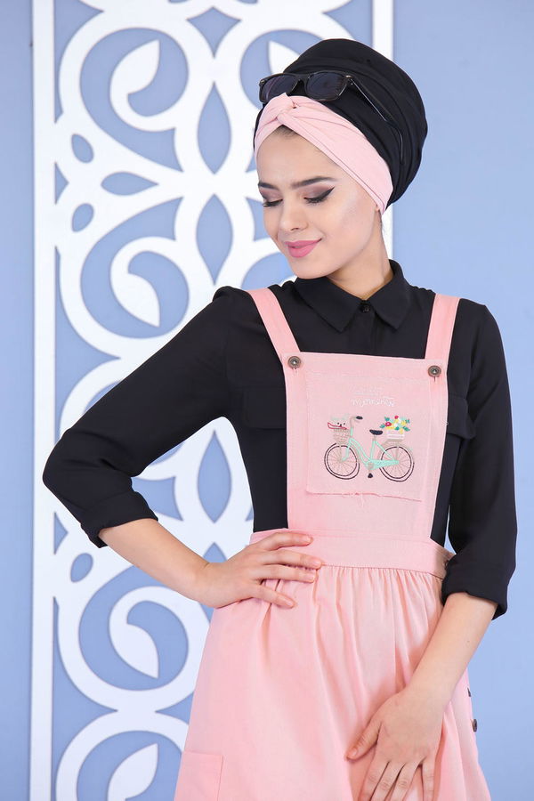 Bisiklet Baskılı Salopet Pembe - 02 7155 Pembe - 7155