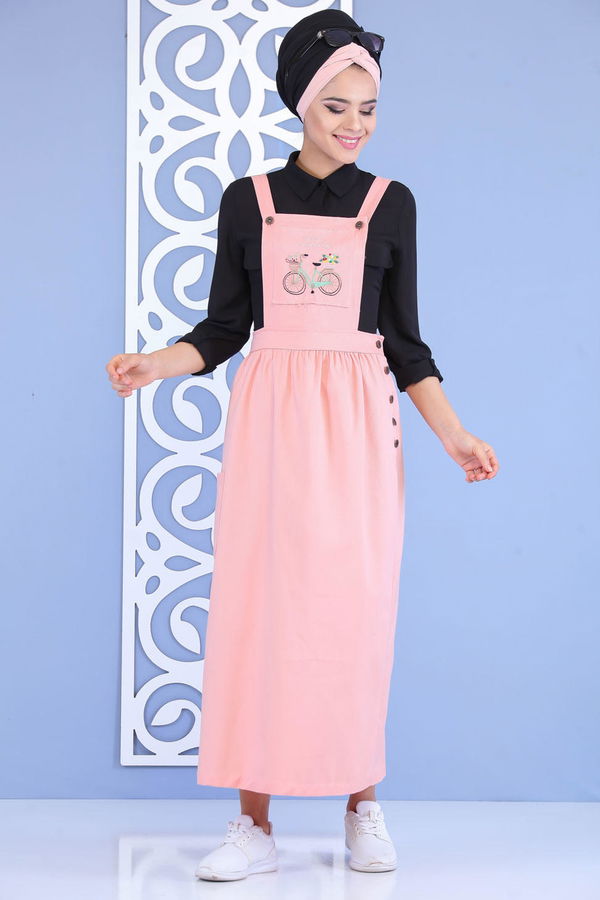 Bisiklet Baskılı Salopet Pembe - 02 7155 Pembe - 7155