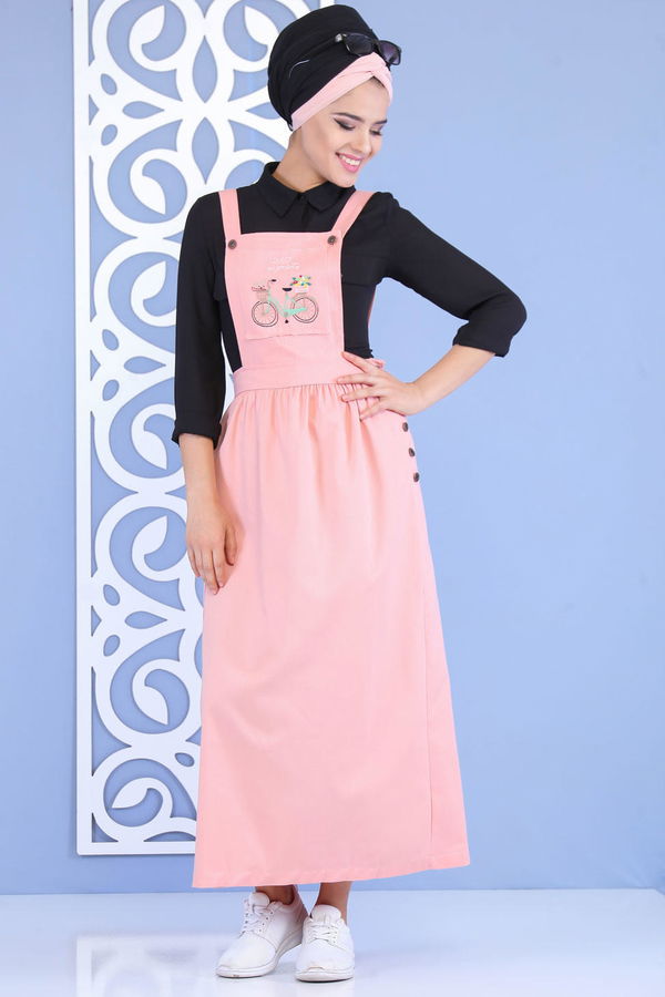 Bisiklet Baskılı Salopet Pembe - 02 7155 Pembe - 7155