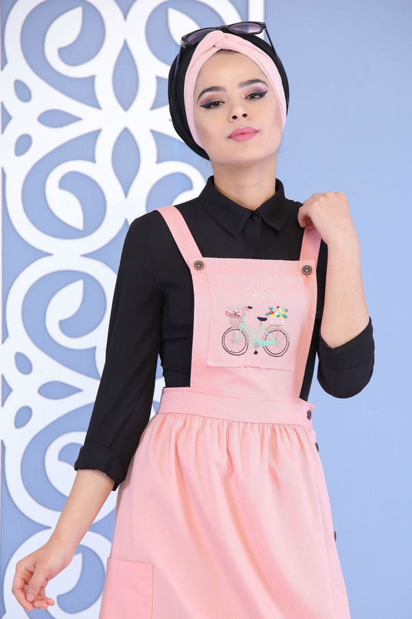 Bisiklet Baskılı Salopet Pembe - 02 7155 Pembe - 7155