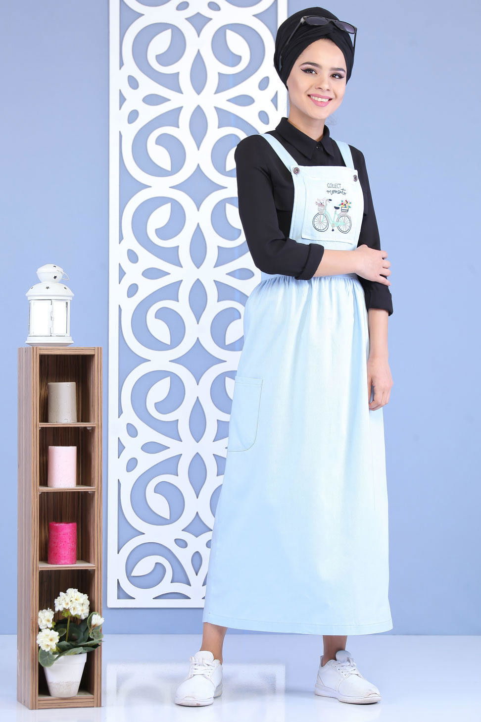 Bisiklet Baskılı Salopet Bebe Mavi - 02 7155 Mavi - 7155