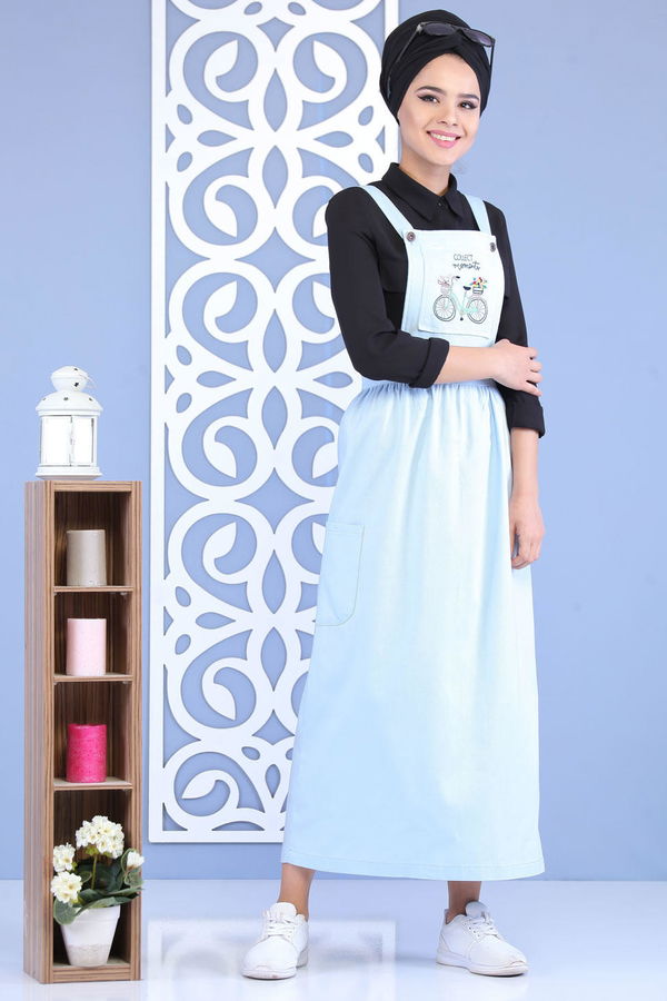 Bisiklet Baskılı Salopet Bebe Mavi - 02 7155 Mavi - 7155