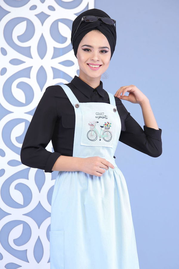 Bisiklet Baskılı Salopet Bebe Mavi - 02 7155 Mavi - 7155