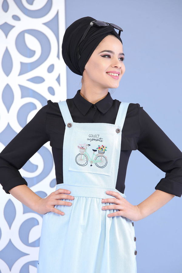 Bisiklet Baskılı Salopet Bebe Mavi - 02 7155 Mavi - 7155