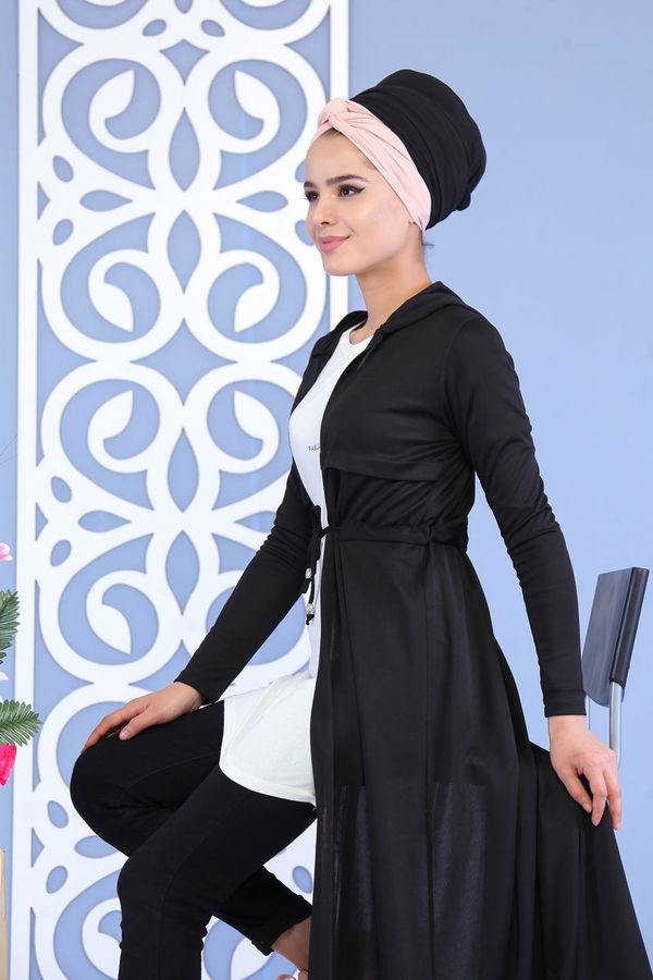 Kapşonlu Kap Siyah - 02 7161 Siyah - 7161