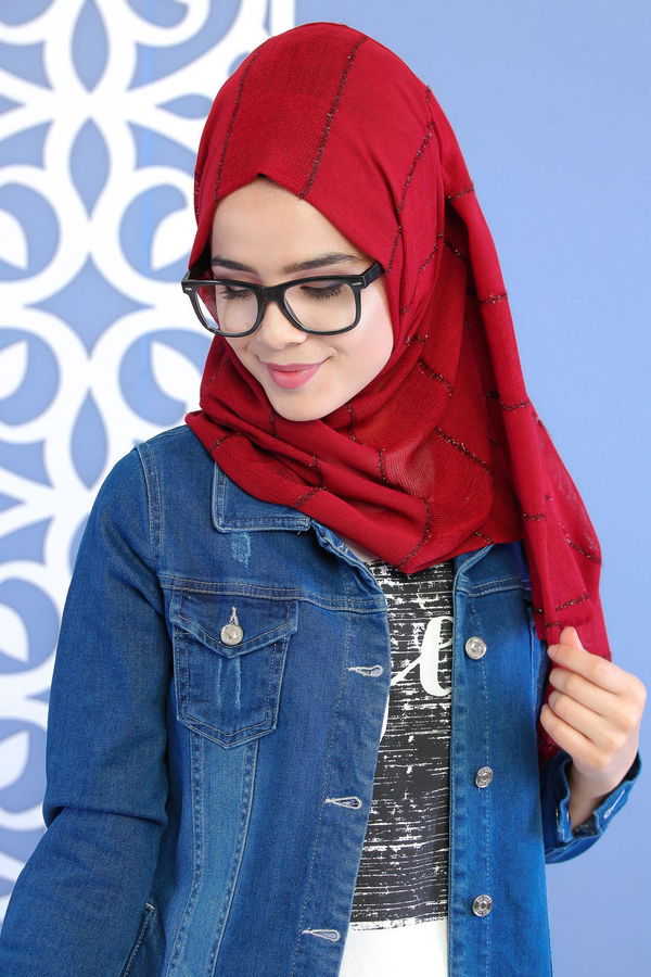 Şal Siyah Bordo - 6935 BORDO