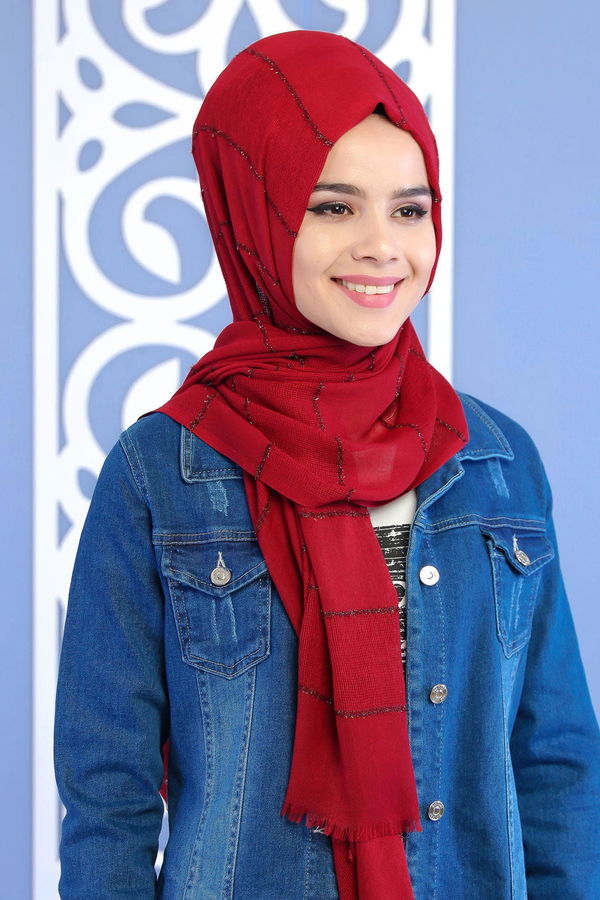 Şal Siyah Bordo - 6935 BORDO