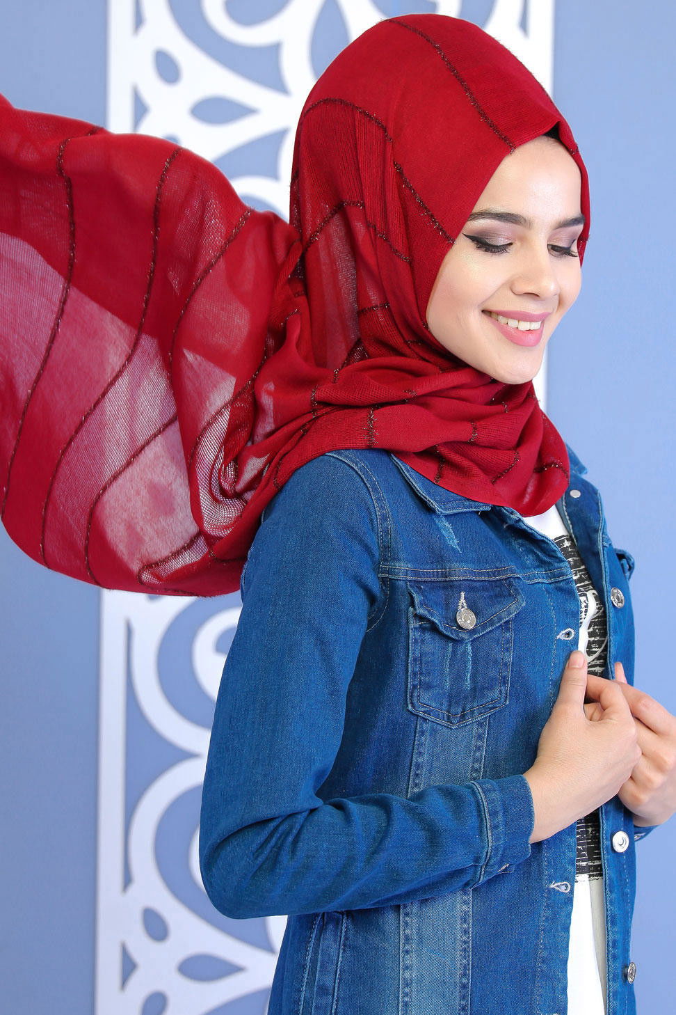 Şal Siyah Bordo - 6935 BORDO