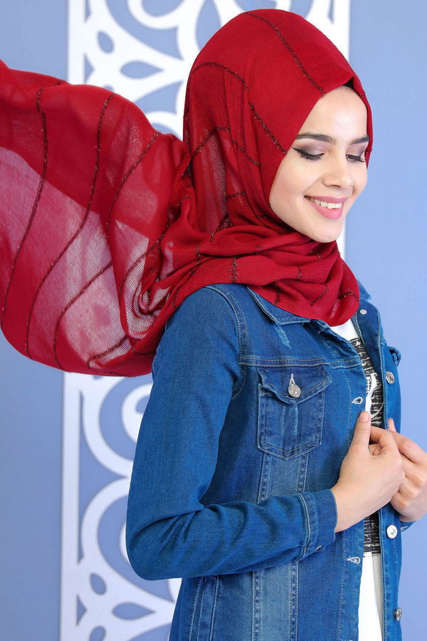 Şal Siyah Bordo - 6935 BORDO
