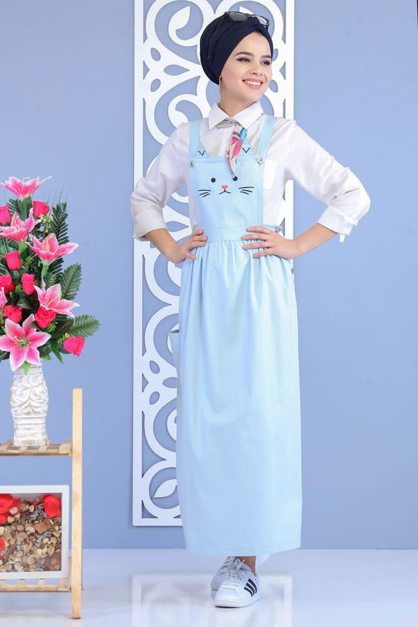 Kedi Baskılı Salopet Bebe Mavi - 02 7169 Mavi - 7169
