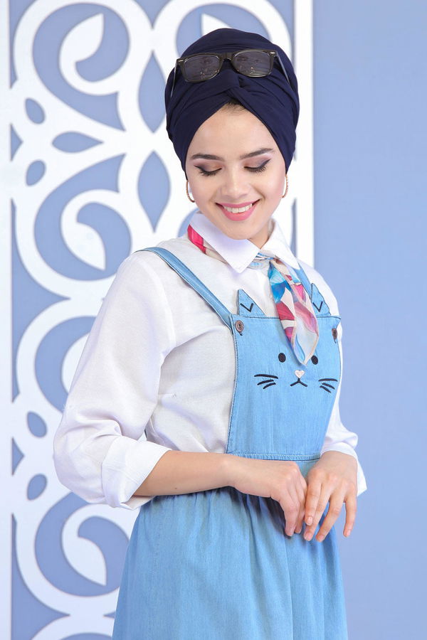 Kedi Baskılı Salopet Mavi - 02 7169 Mavi - 7169
