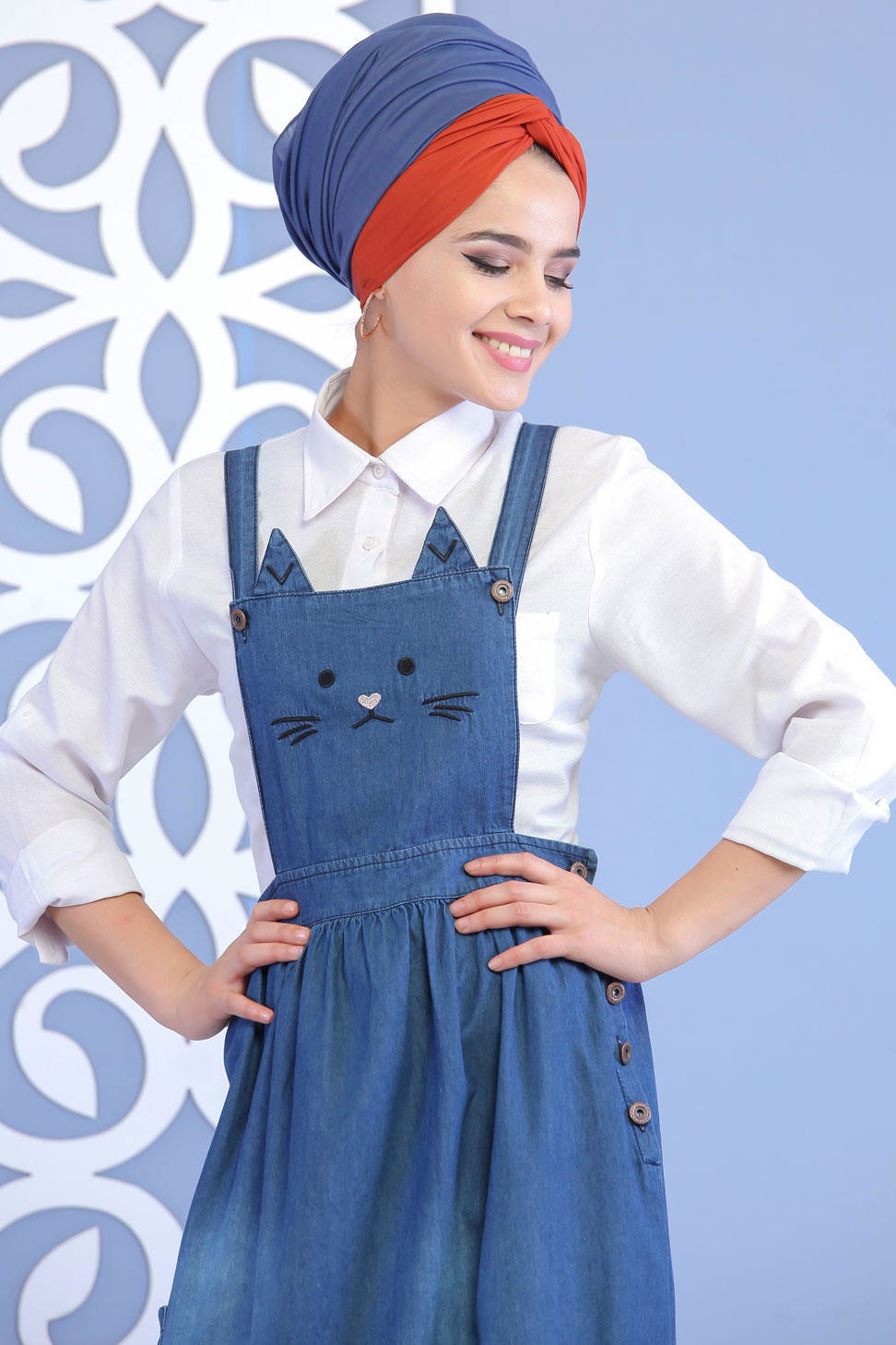 Kedi Baskılı Salopet Lacivert - 02 7169 Lacivert - 7169