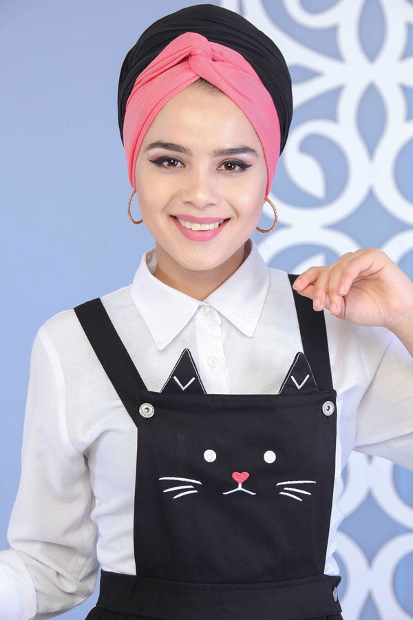 Kedi Baskılı Salopet Siyah - 02 7169 Siyah - 7169