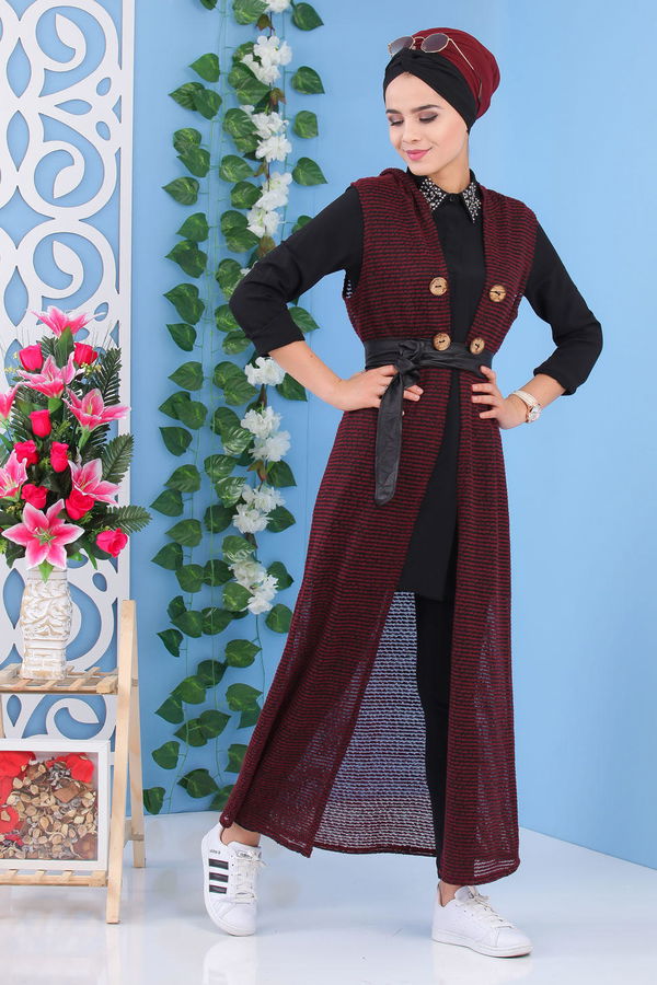 Spor Düğmeli Yelek Bordo - 03 5139 Bordo - 5139 BORDO