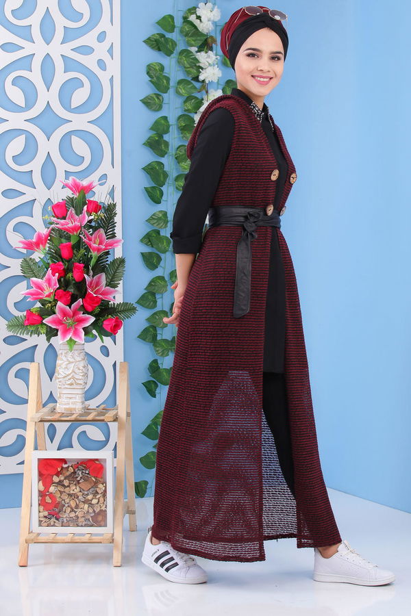 Spor Düğmeli Yelek Bordo - 03 5139 Bordo - 5139 BORDO