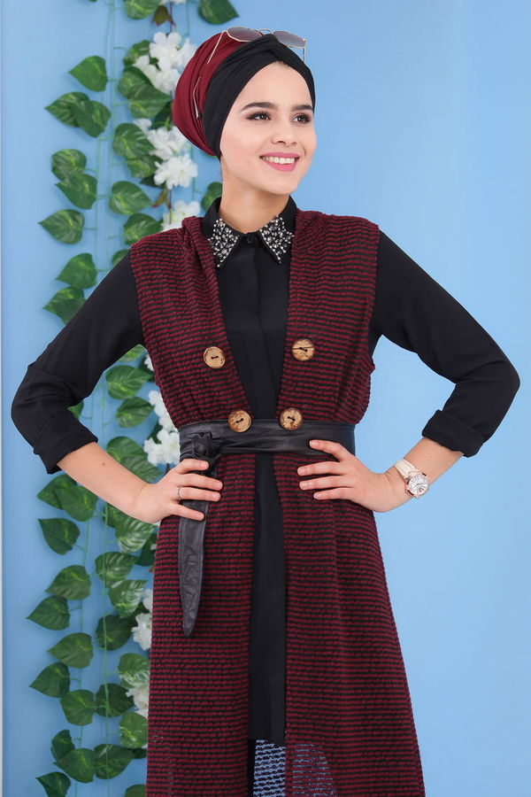 Spor Düğmeli Yelek Bordo - 03 5139 Bordo - 5139 BORDO