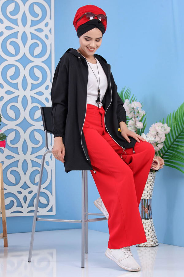 Bol Paça Pantolon - Kırmızı 02 6396 Kırmızı - 6396 Kırmızı