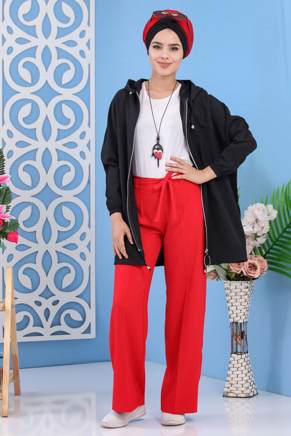 Bol Paça Pantolon - Kırmızı 02 6396 Kırmızı - 6396 Kırmızı