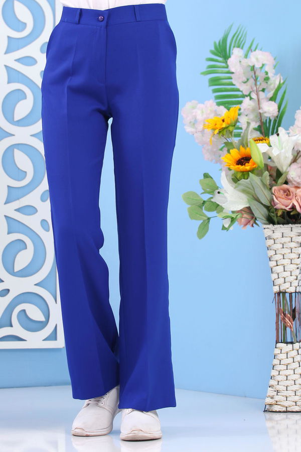 İspanyol Paça Pantolon Saks - 02 6517 Mavi - 6517 MAVİ