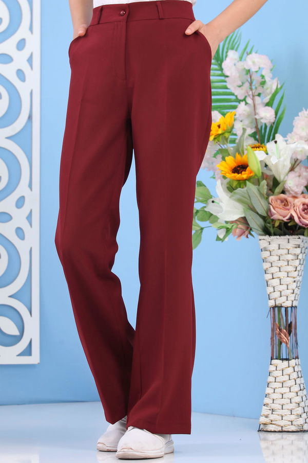 İspanyol Paça Pantolon Bordo - 02 6517 Bordo - 6517