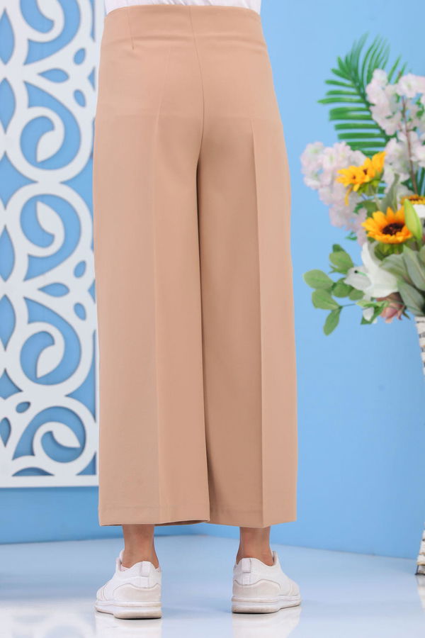 Fermuarlı Bol Paça Pantolon Koyu Vizon - 02 6922 Vizon - 6922