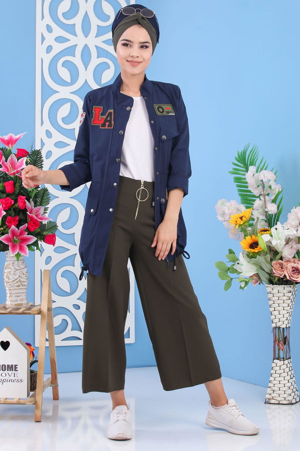 Fermuarlı Bol Paça Pantolon Haki - 02 6922 Haki - 6922