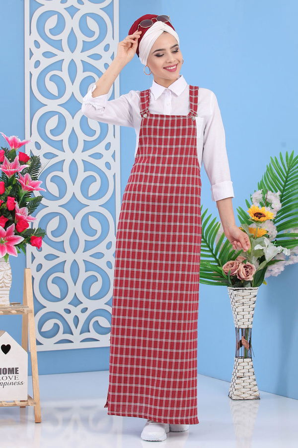 Ekose Salopet Siyah Bordo - 7257