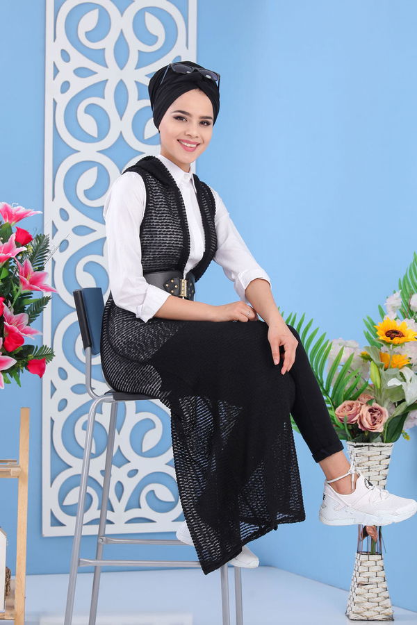 Spor Düğmeli Yelek Siyah - 03 5139 Siyah - 5139