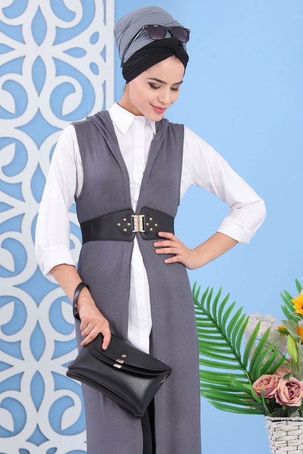 Spor Düğmeli Yelek Füme - 03 5139 Antrasit - 5139