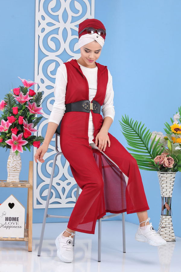 Spor Düğmeli Yelek K.Bordo - 03 5139 Bordo - 5139