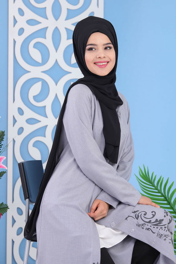 İşlemeli Kap Gri - 02 0857 Gri - 857 GRİ