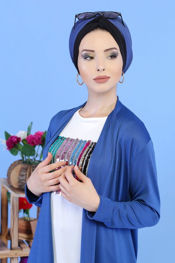 Hırka Jile - Saks 02 7323 Mavi - 7323 MAVİ