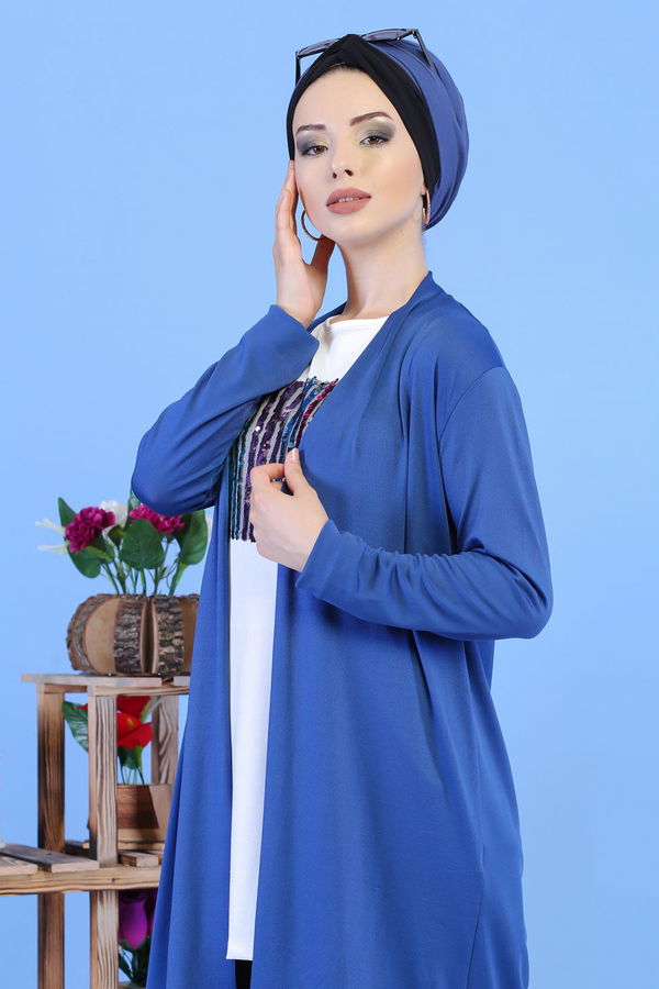 Hırka Jile - Saks 02 7323 Mavi - 7323 MAVİ