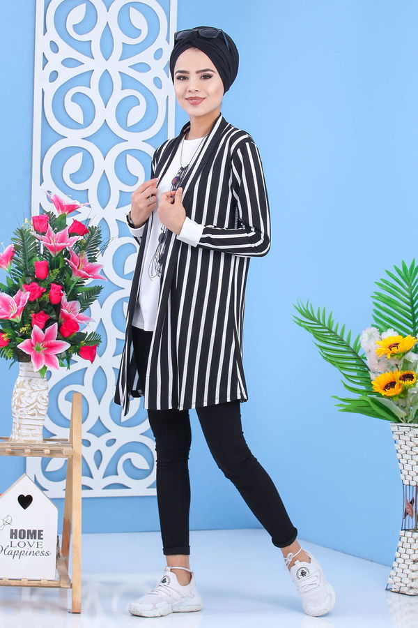 Hırka Jile - Beyaz Siyah 02 7333 Siyah - 7333 SİYAH