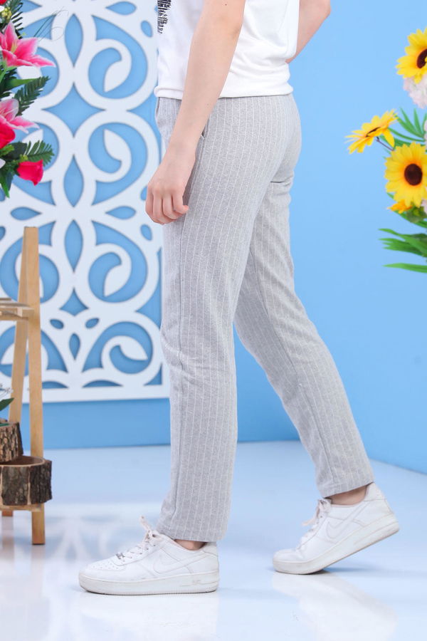 Çizgili Pantolon Siyah Gri - 6819 GRİ