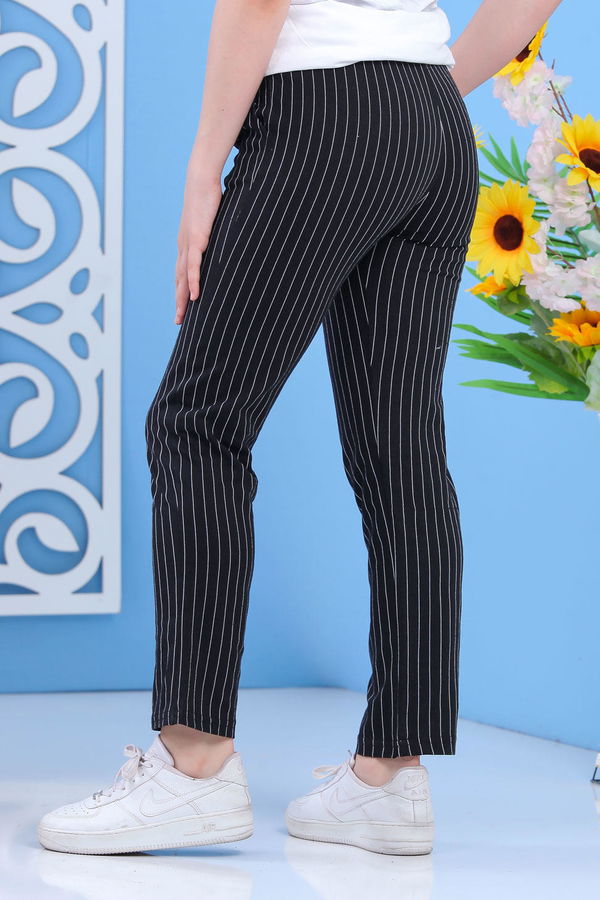 Çizgili Pantolon Siyah Siyah - 6819
