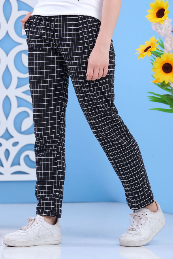 Beli Lastikli Ekose Pantolon Siyah Siyah - 6884