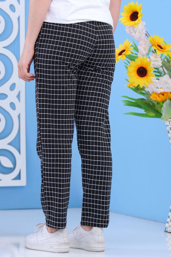 Beli Lastikli Ekose Pantolon Siyah Siyah - 6884
