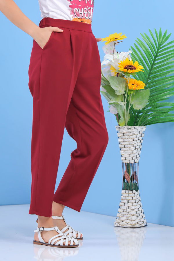 Beli Lastikli Pantolon Bordo - 02 7407 Bordo - 7407
