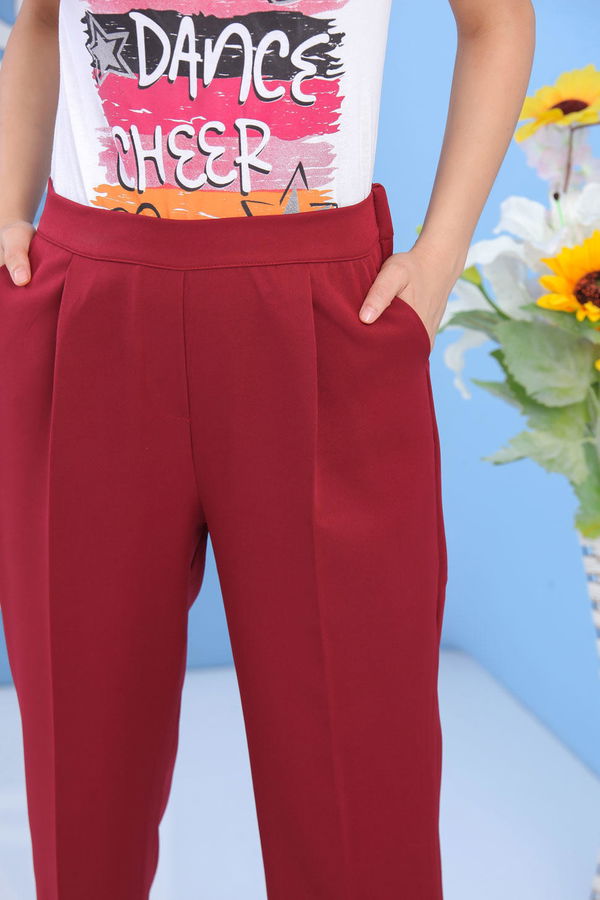 Beli Lastikli Pantolon Bordo - 02 7407 Bordo - 7407