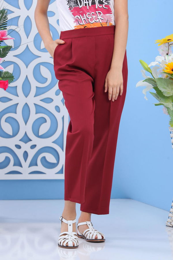 Beli Lastikli Pantolon Bordo - 02 7407 Bordo - 7407
