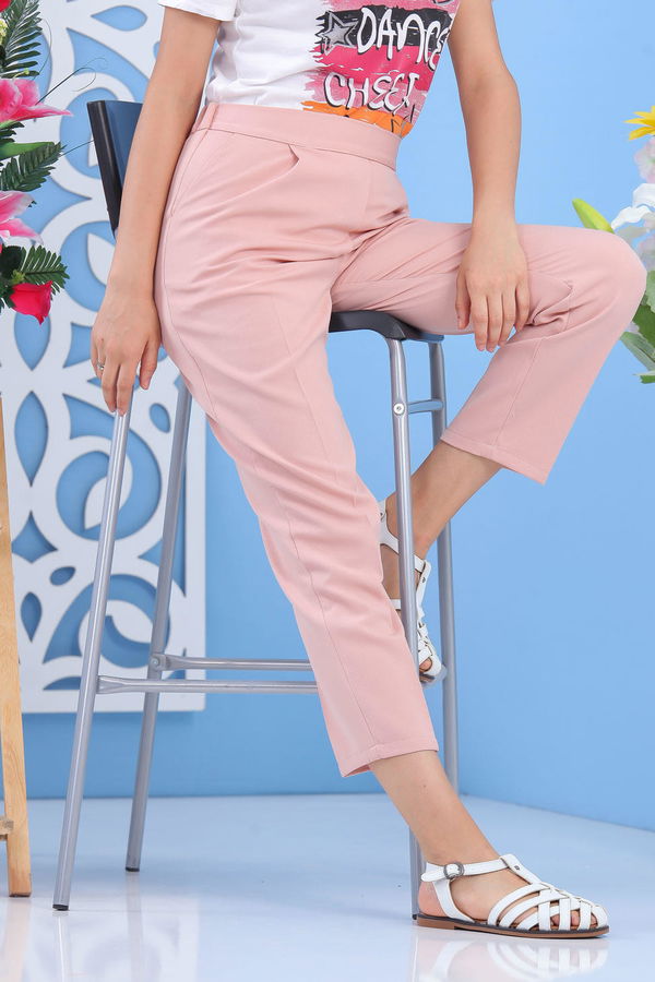 Beli Lastikli Pantolon Pudra - 02 7407 Pembe - 7407 PEMBE