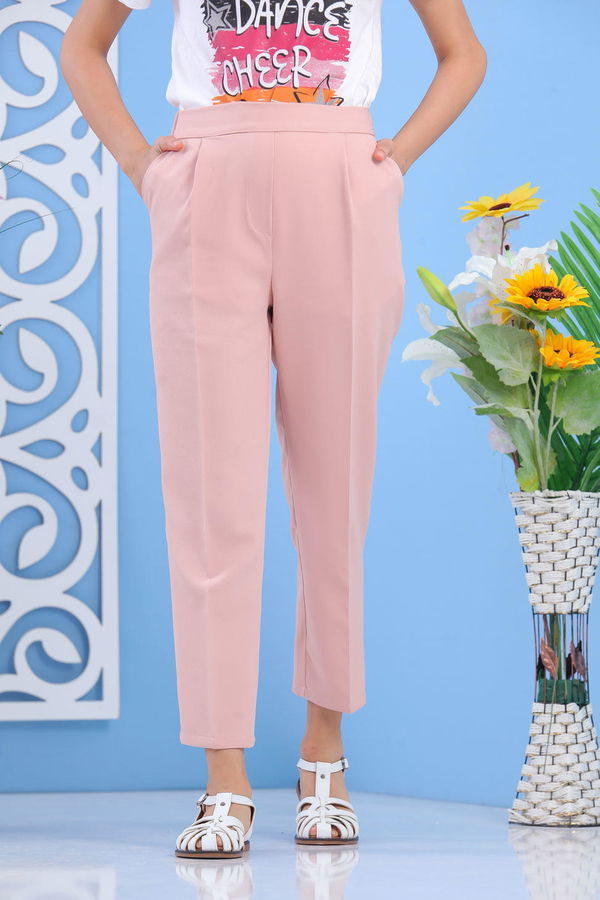 Beli Lastikli Pantolon Pudra - 02 7407 Pembe - 7407 PEMBE